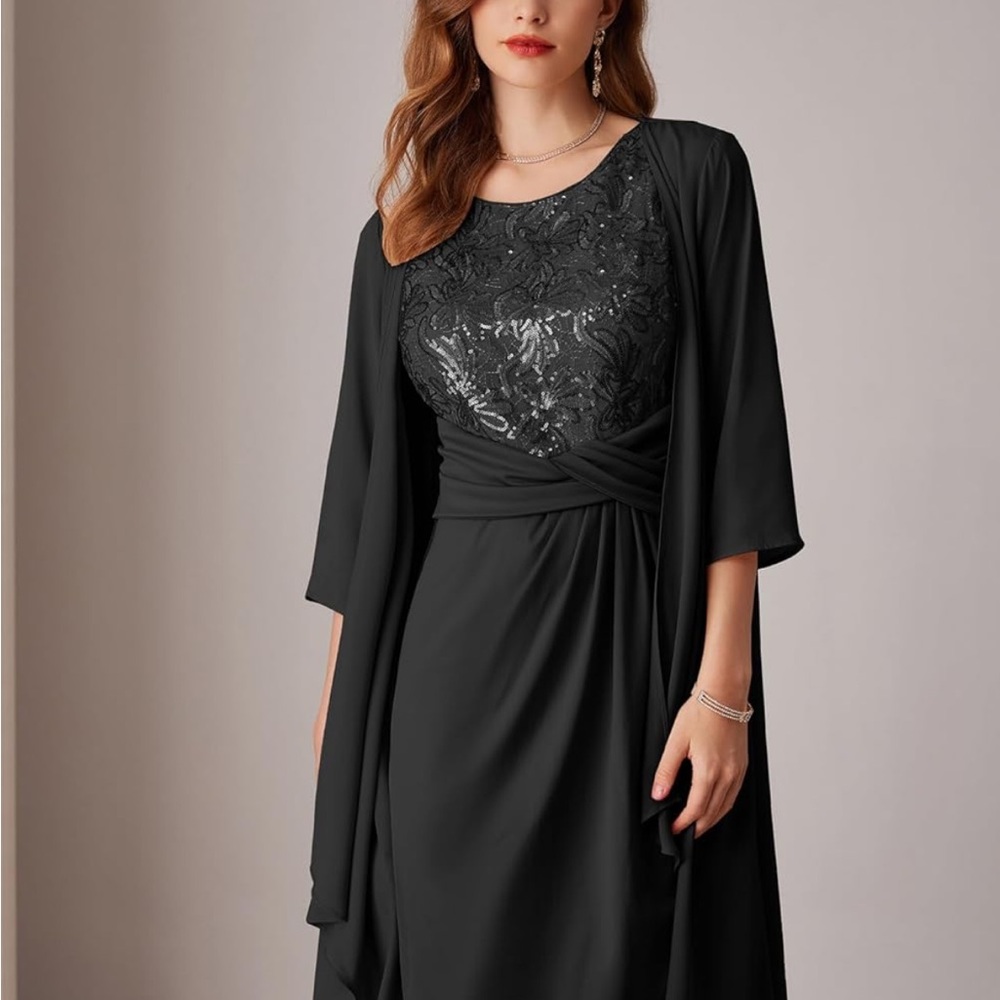 Grace Karin Black Sequin Long Sleeve Dress